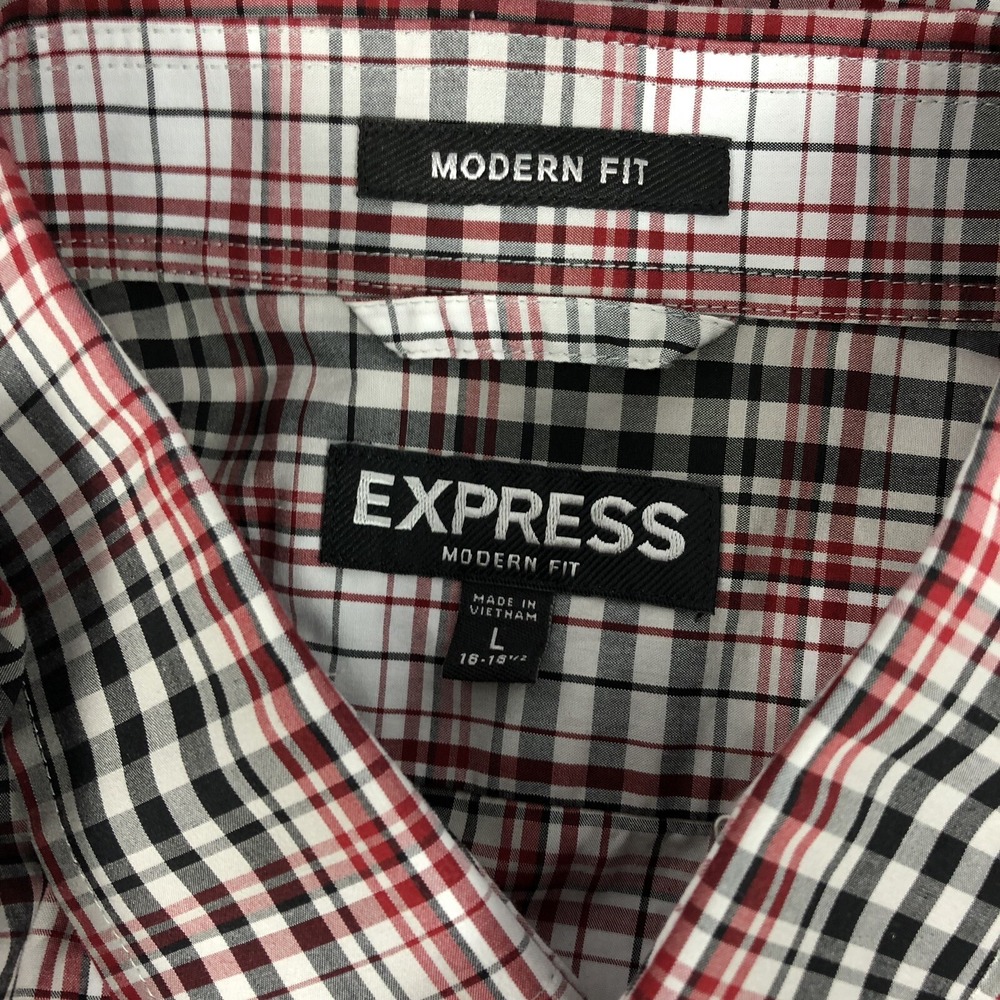 Express Shirt Mens Medium Modern Fit Button Front Plaid Shirt Cotton - Picture 5 of 5